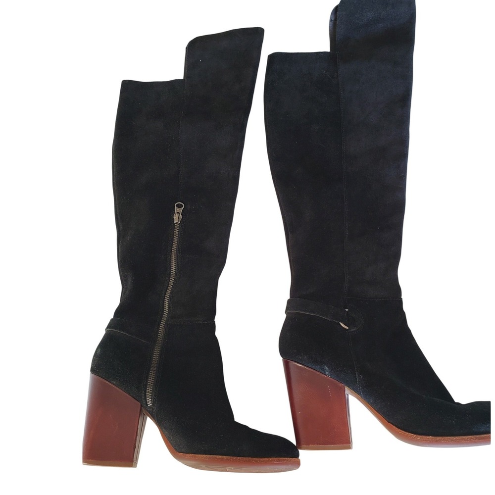 Kork Ease Pavan Black Suede Block Heel Knee High Boots Women's Size 8.5